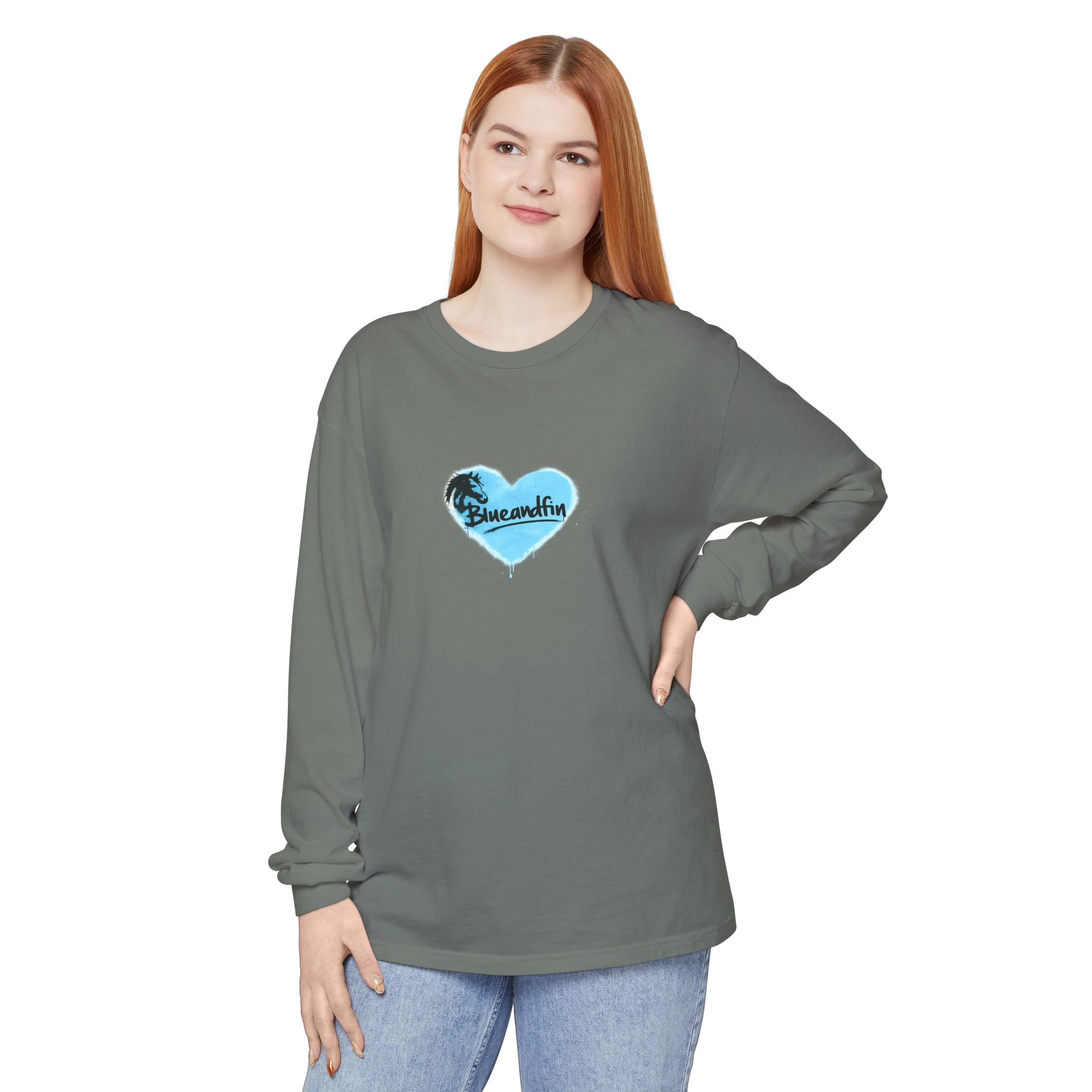 Blue Heart 'Breeandfin' Graphic Long Sleeve Tee - Image 10