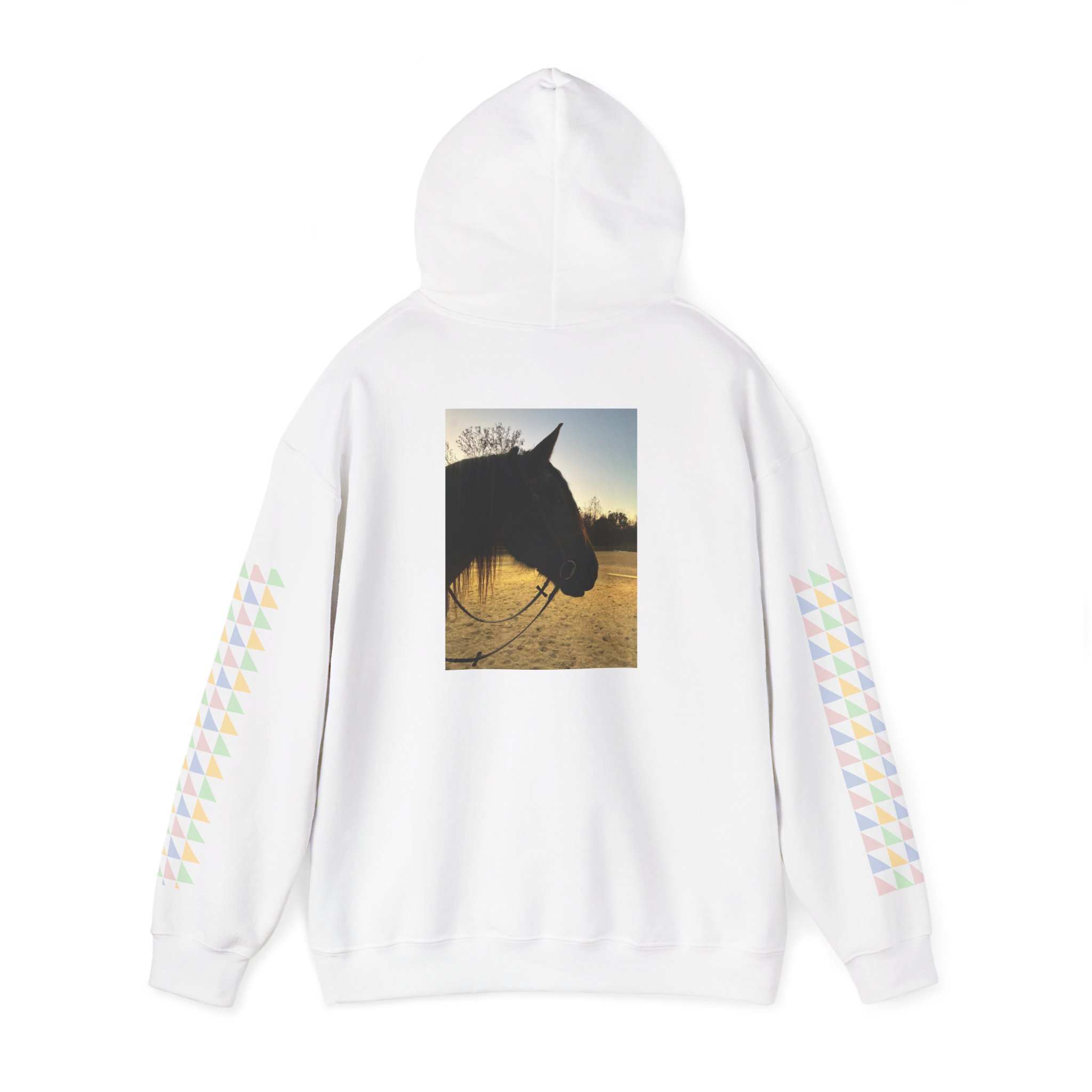 Pink Heart Blueandfin Hoodie | Photo Back Print, Triangle Sleeve Pattern - Image 3