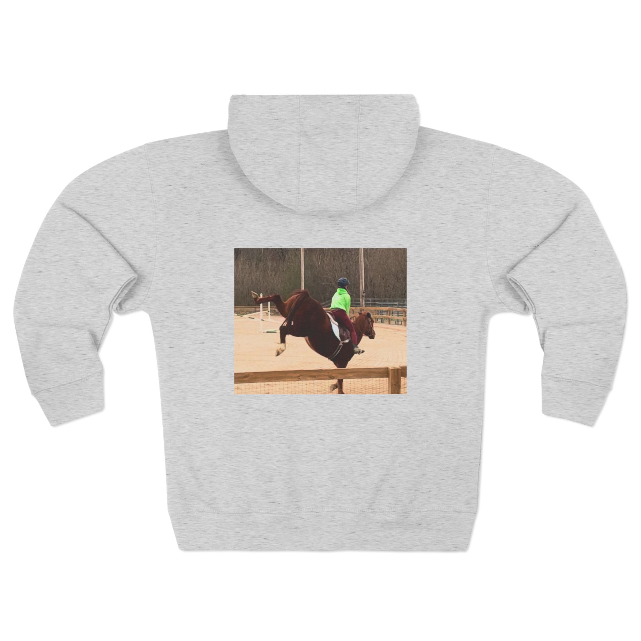 Horse Bucking Photo Hoodie | Equestrian Zip Hoodie - Image 2