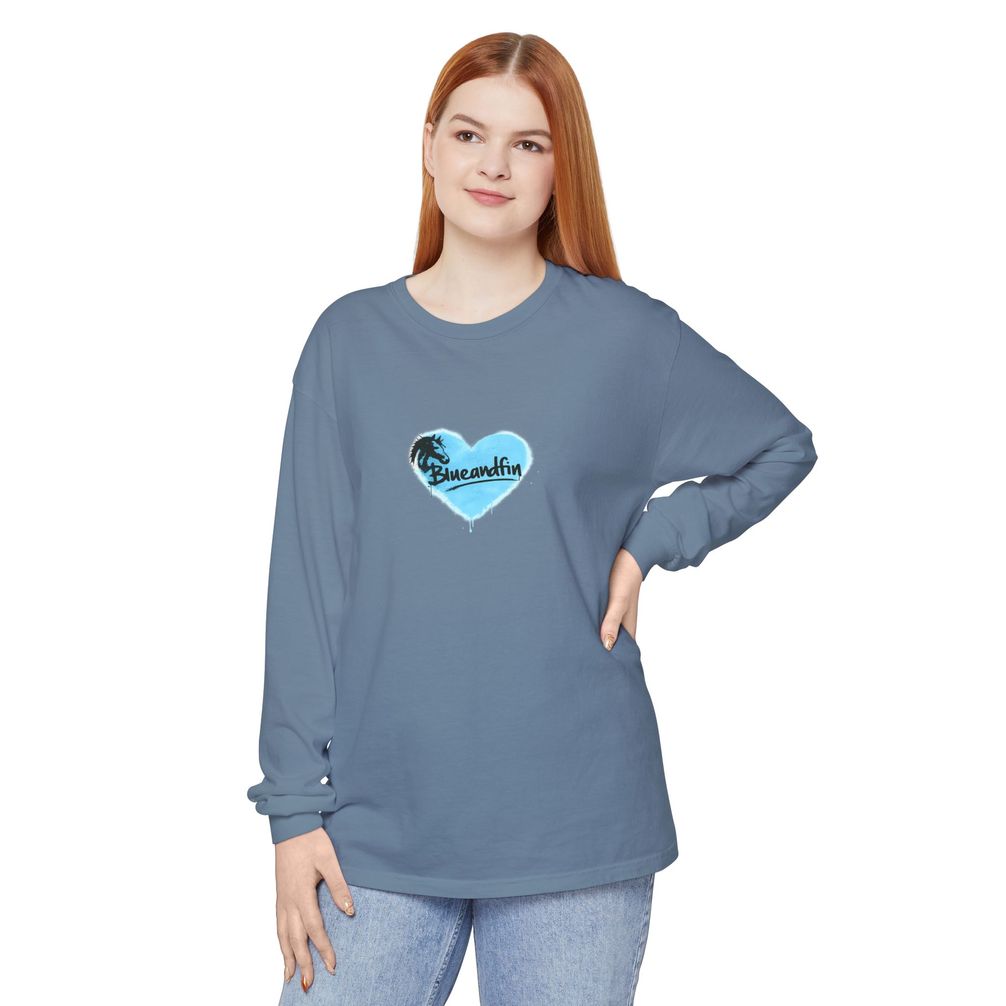 Blue Heart 'Breeandfin' Graphic Long Sleeve Tee - Image 15