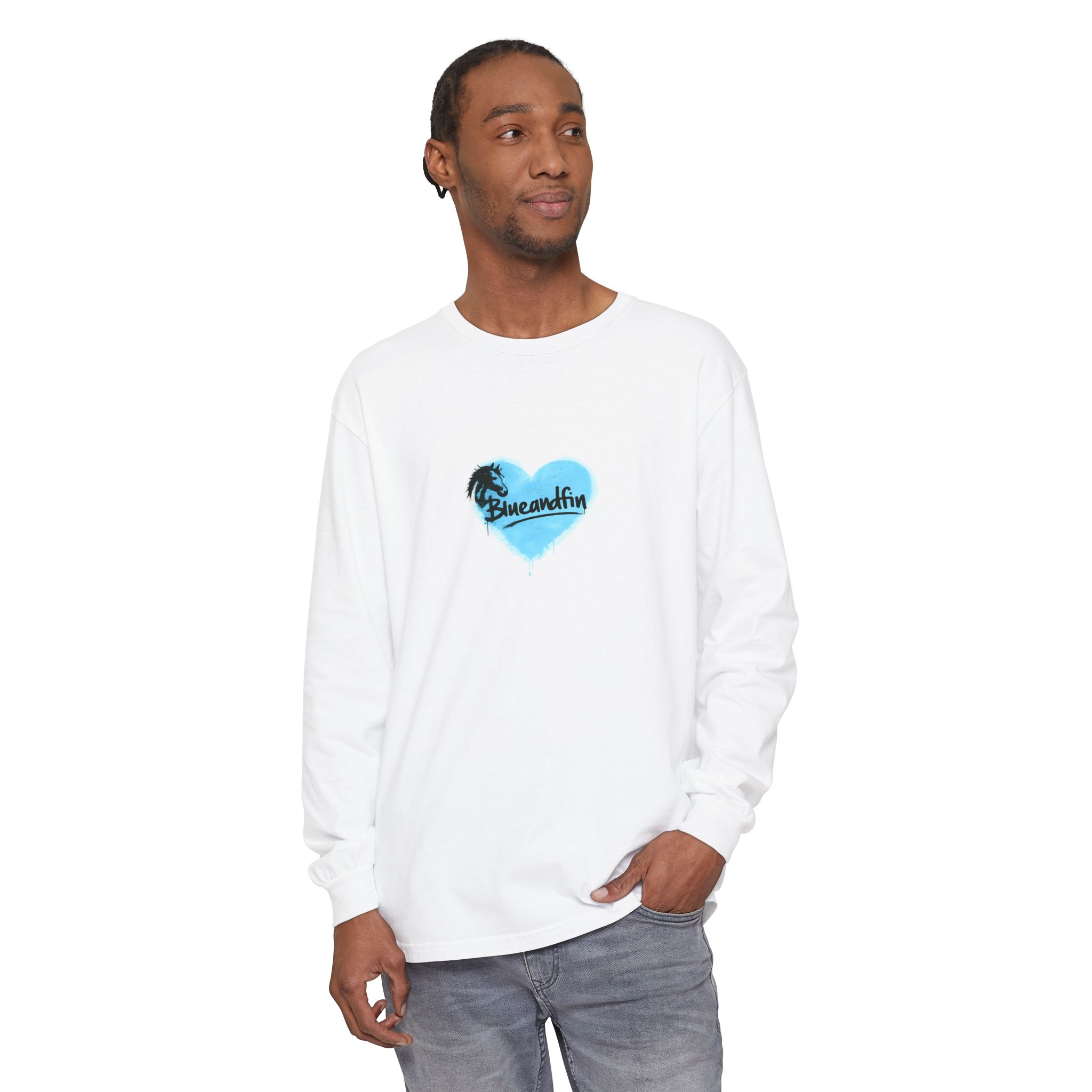 Blue Heart 'Breeandfin' Graphic Long Sleeve Tee - Image 3