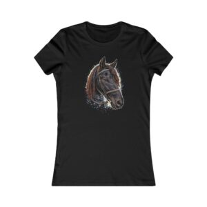 Women's Horse Portrait Tee - Watercolor Black Horse Graphic